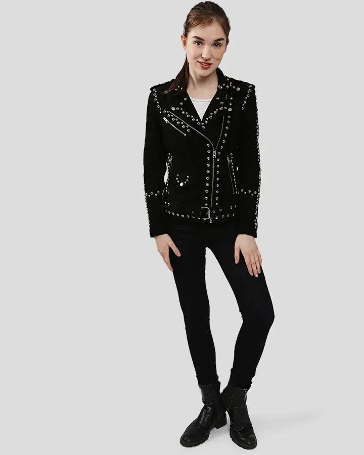 Eva Black Studded Leather Jacket