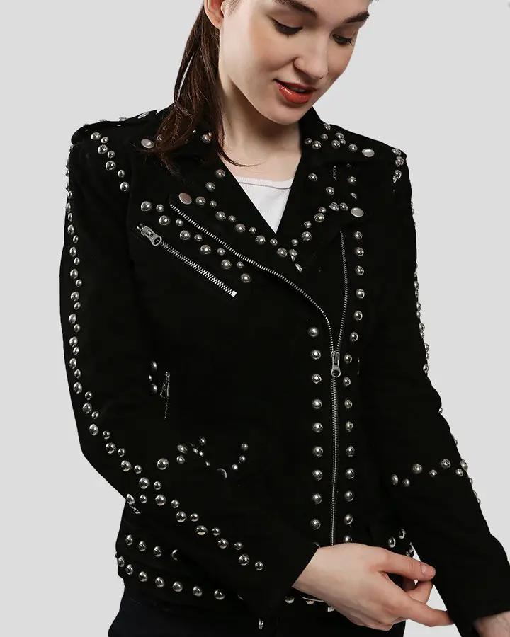 Eva Black Studded Leather Jacket