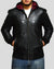 Shane Black Bomber Leather Jacket Hooded