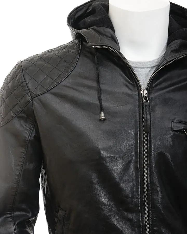 Franc Black Hooded Leather Jacket