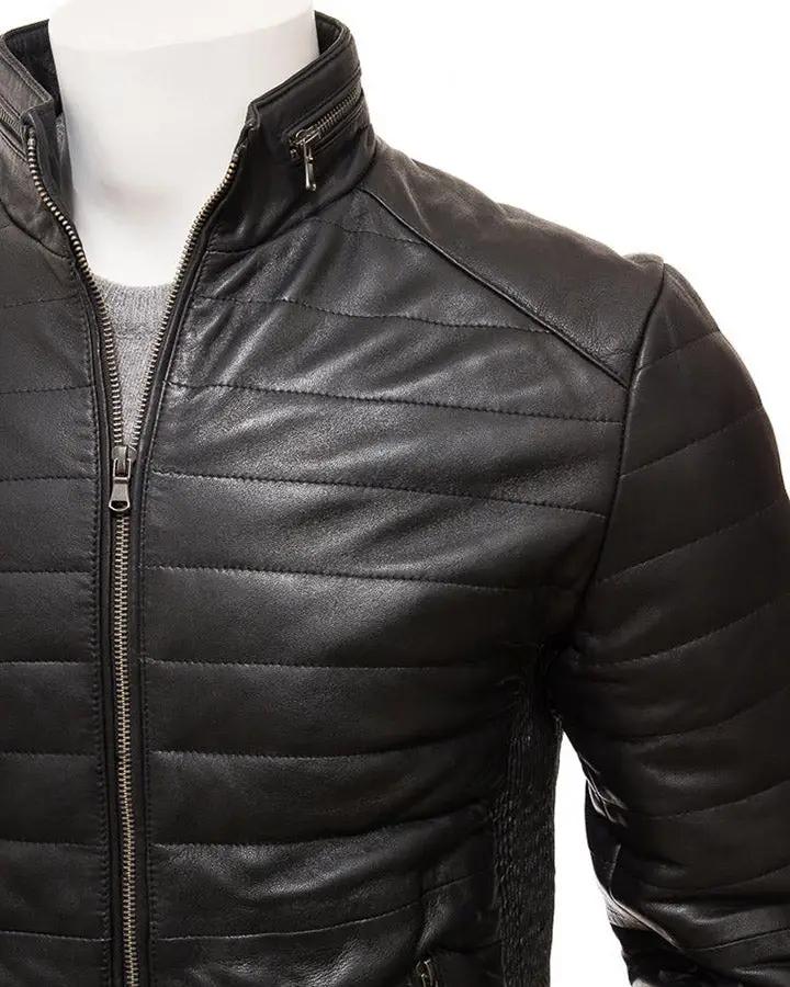 Mens Jair Black Quilted Leather Jacket - NYC Leather Jackets
