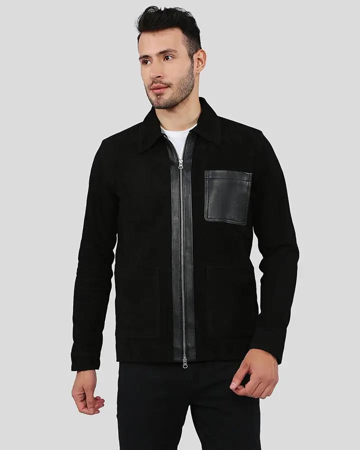 Suede leather clearance jacket black