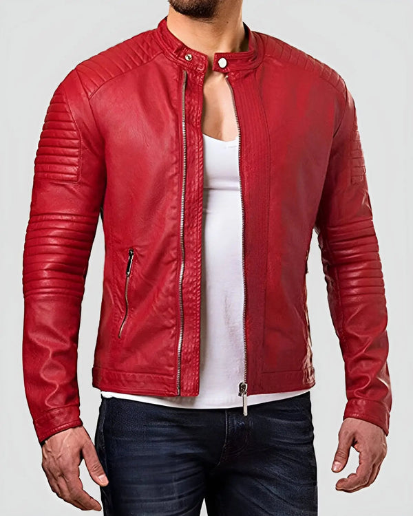 Buy Women's Red Genuine Leather Motorcycle Jacket Women's Online