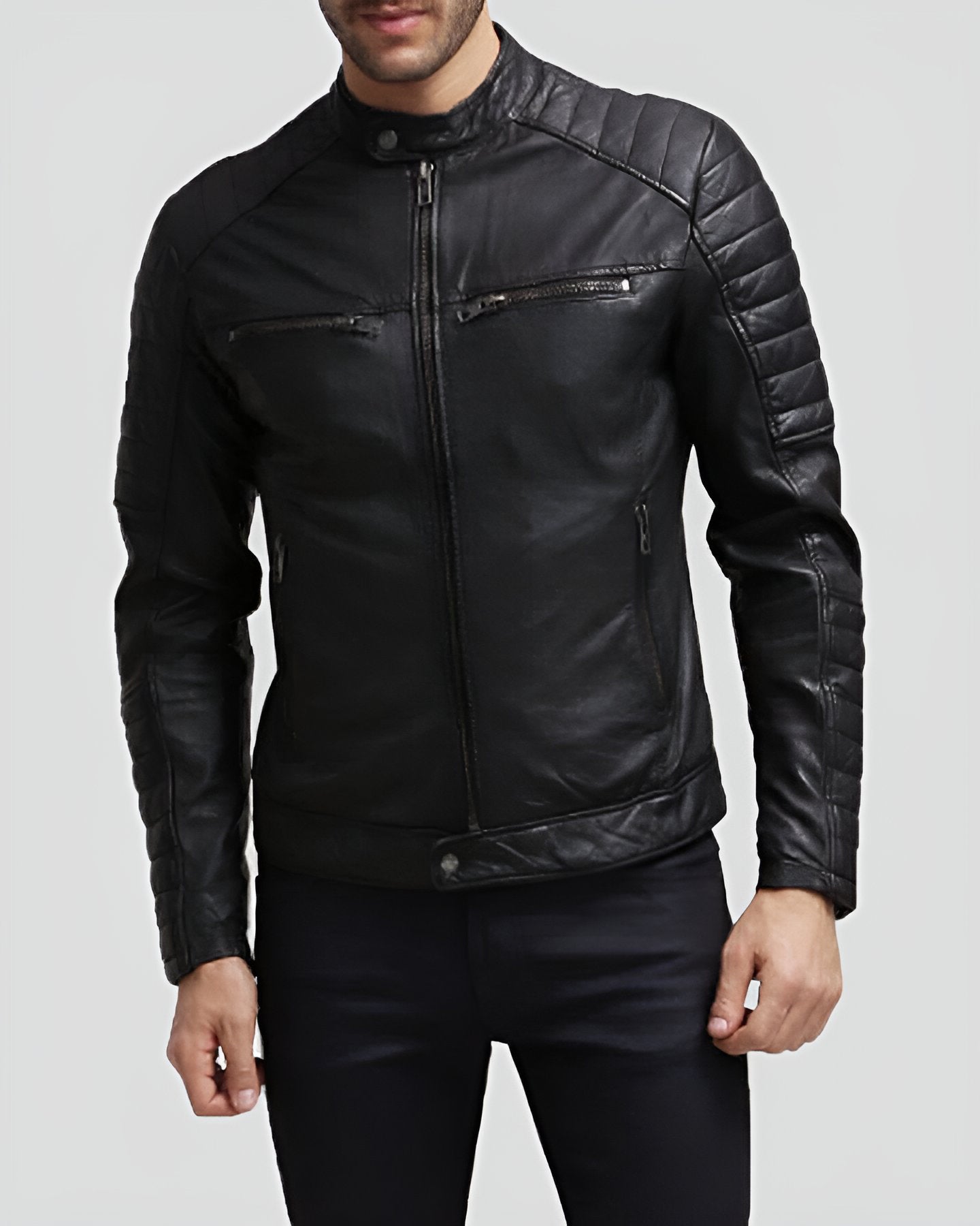 Luca Designs Men's Hood Leather Jacket