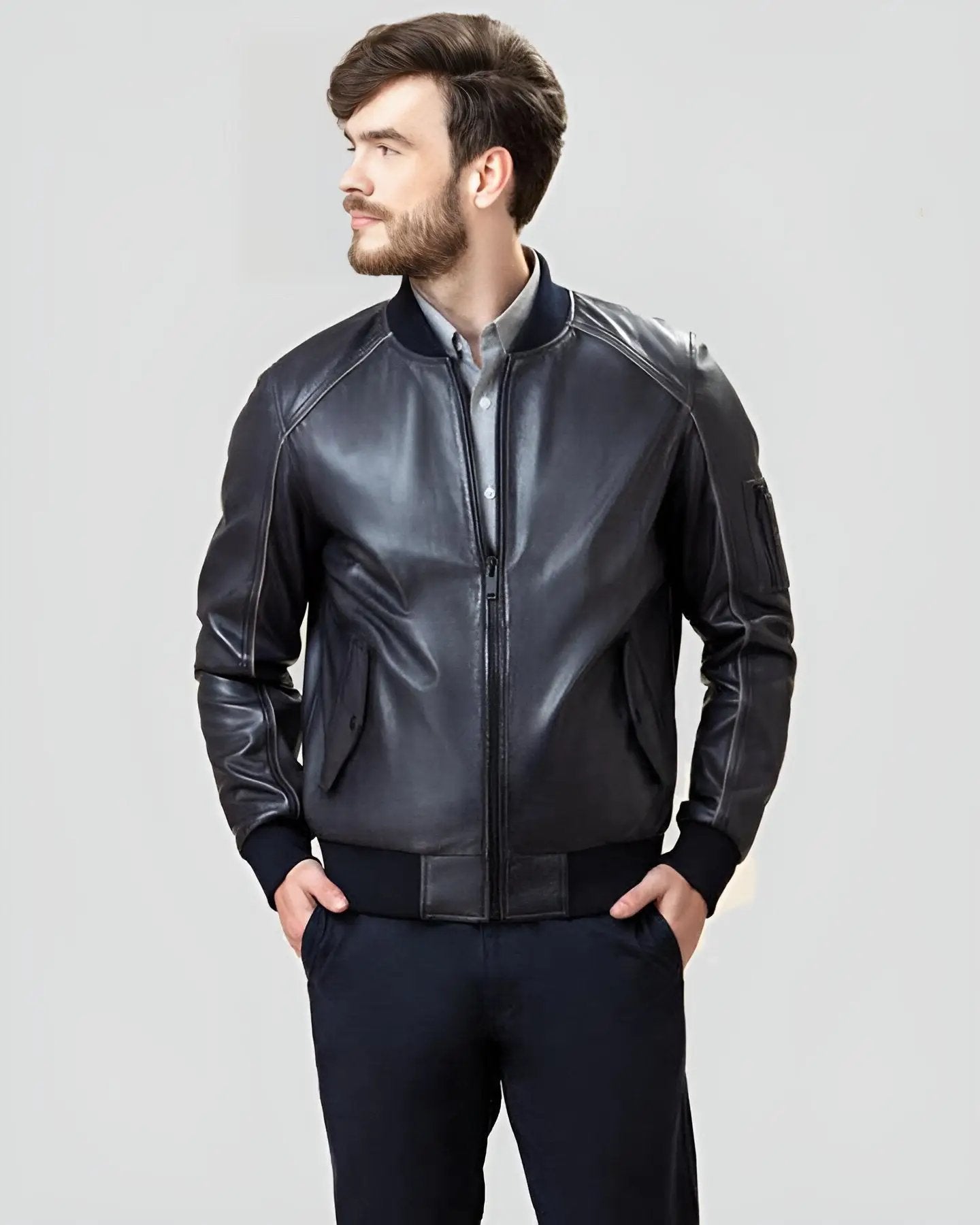 Stylish Plus Size Brown Leather Jacket