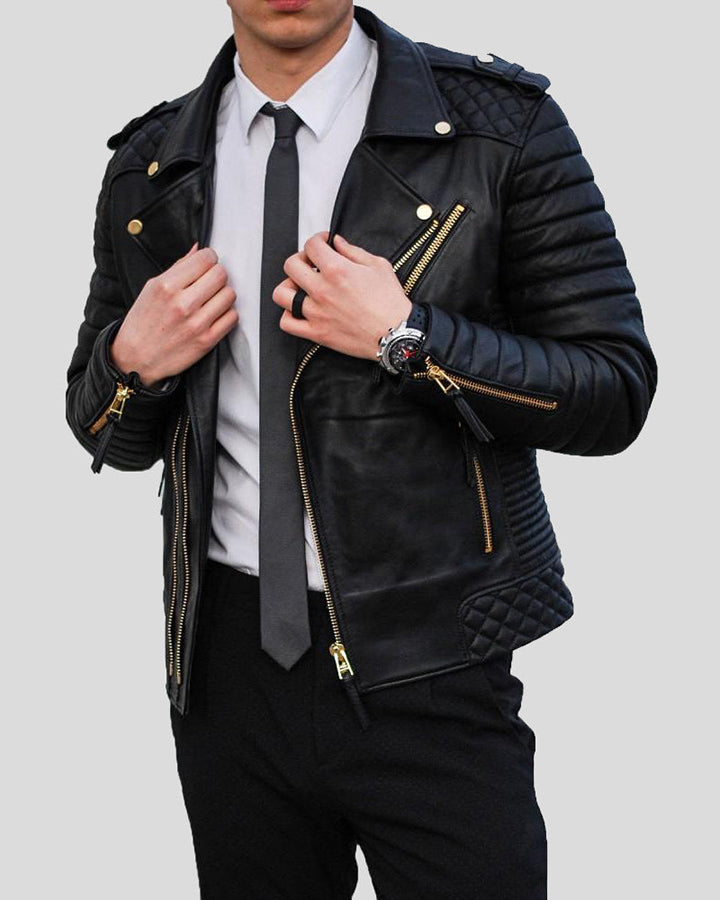 Leather jacket skinny guy best sale