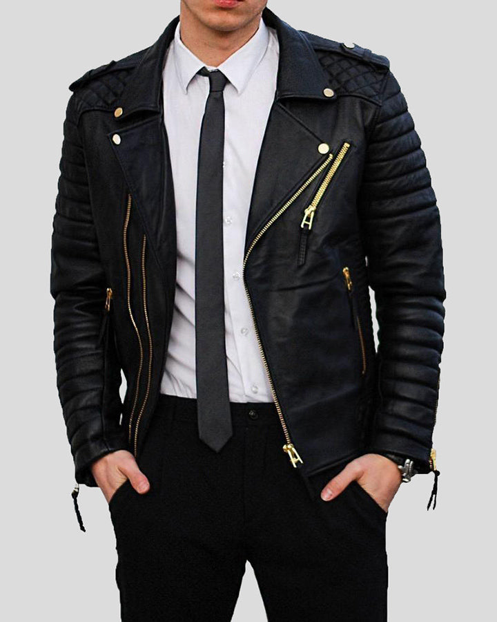 Men's Badge Designed Bomber Leather Jacket | PalaLeather