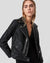 Yareli Black Biker Leather Jacket front view